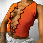 Women's Sleeveless Crop Top with Cutout Design