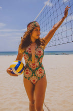 Women's Paisley Print Plunge One-Piece Swimsuit