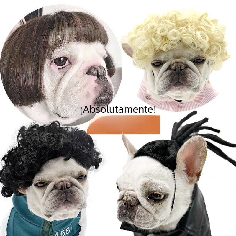 Pet Wig for Dogs and Cats, Funny Costume Curly Hair Wig with Adjustable Strap for Halloween Parties and Photos, Multiple Styles