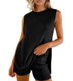 Women's Casual Knitted Sleeveless Top and Shorts Set