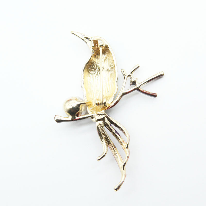 Flower and Bird Alloy Brooch