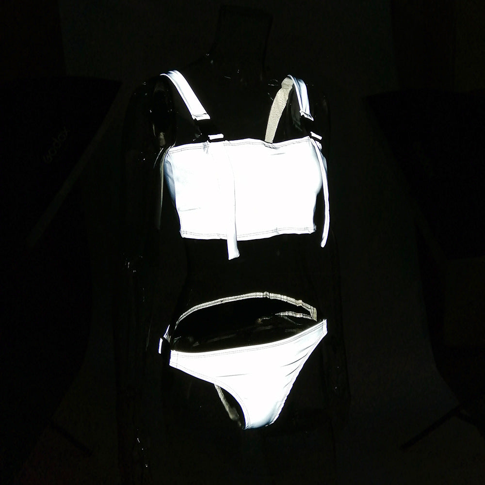 Reflective Buckle Strap Bikini Set