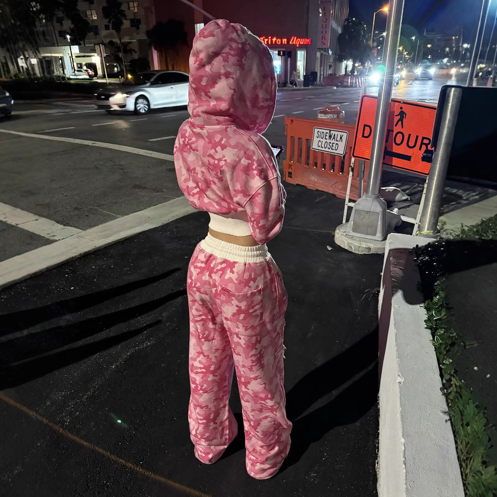 Y2K Hip Hop Cropped Hoodie & Sweatpants Set