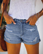 Vintage High-Waisted Ripped Denim Shorts for Women