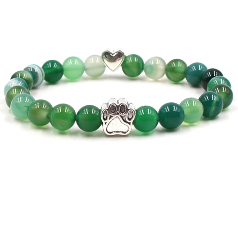 Tigereye Stone Paw Print Beaded Bracelet