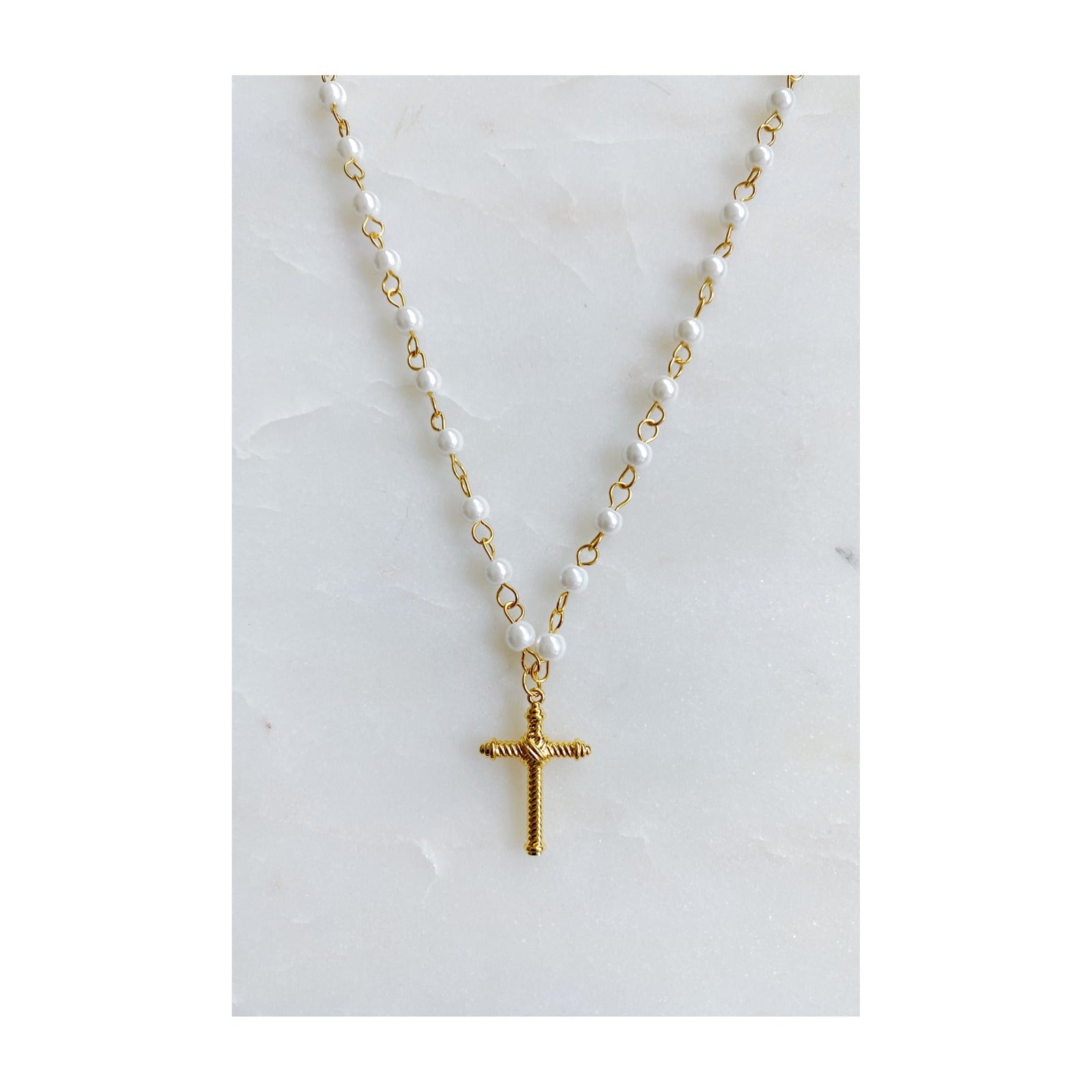 Cabled Cross Pendant Necklace