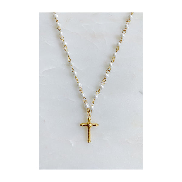 Cabled Cross Pendant Necklace