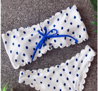 Women's Heart Print Scalloped Bandeau Bikini Set