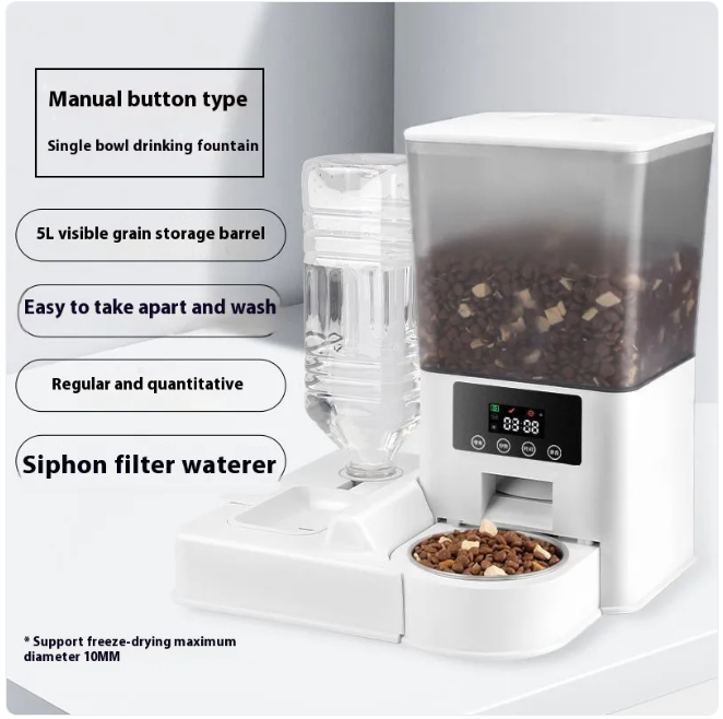 Smart Automatic Pet Feeder with Camera, 5L WiFi App Controlled Food Dispenser and Water Fountain, Timed Portions and Video Voice Interaction for Cats and Dogs