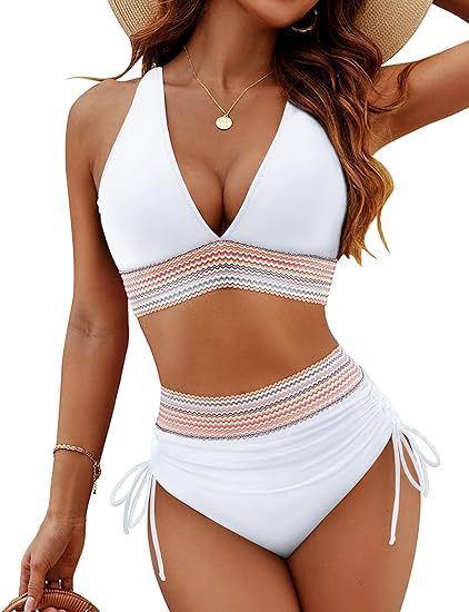 Navy Halter High-Waist Bikini Set