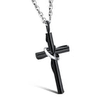 Stainless Steel Black and Silver Cross Necklace