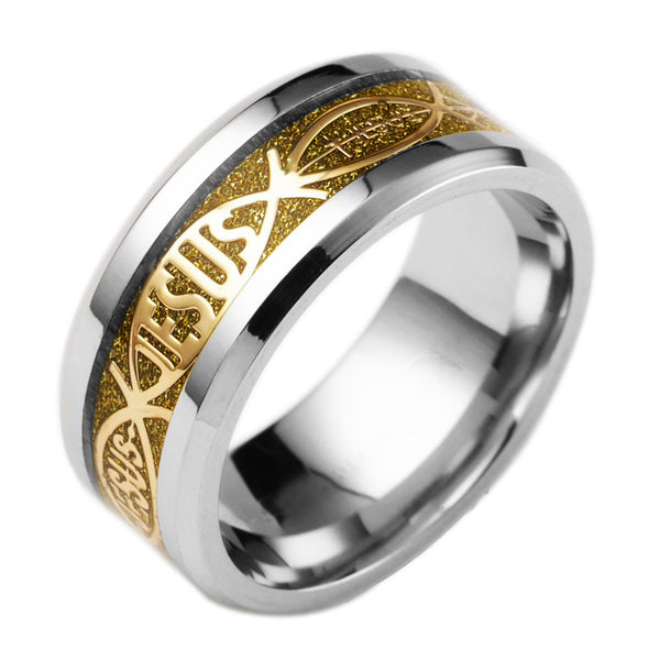 Jesus Fish Ichthys Ring - Stainless Steel Christian Band