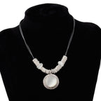 Opal Pendant Leather Cord Necklace
