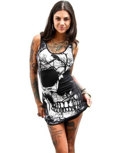 Summer New Sexy Skull Dress for Foreign Trade欧美