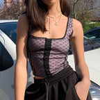 Sexy Women's Lace Point Bandage Crop Top