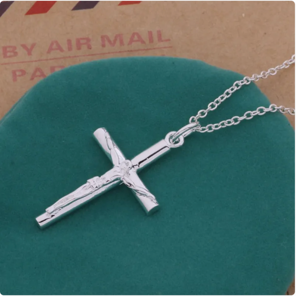 Silver Jesus Crucifix Cross Necklace | Christian Jewelry