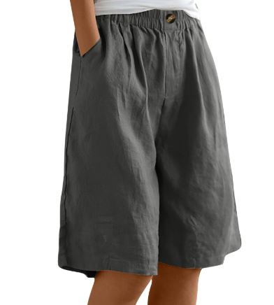 Cotton & Linen Women's Cropped High Waist Loose Shorts