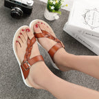 Flat Strap Sandals with Thong Design
