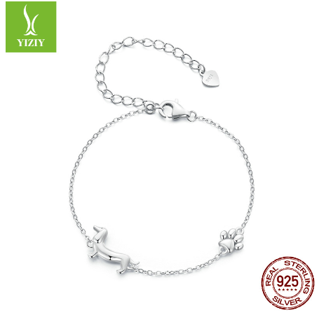 Silver Dachshund Dog Bracelet