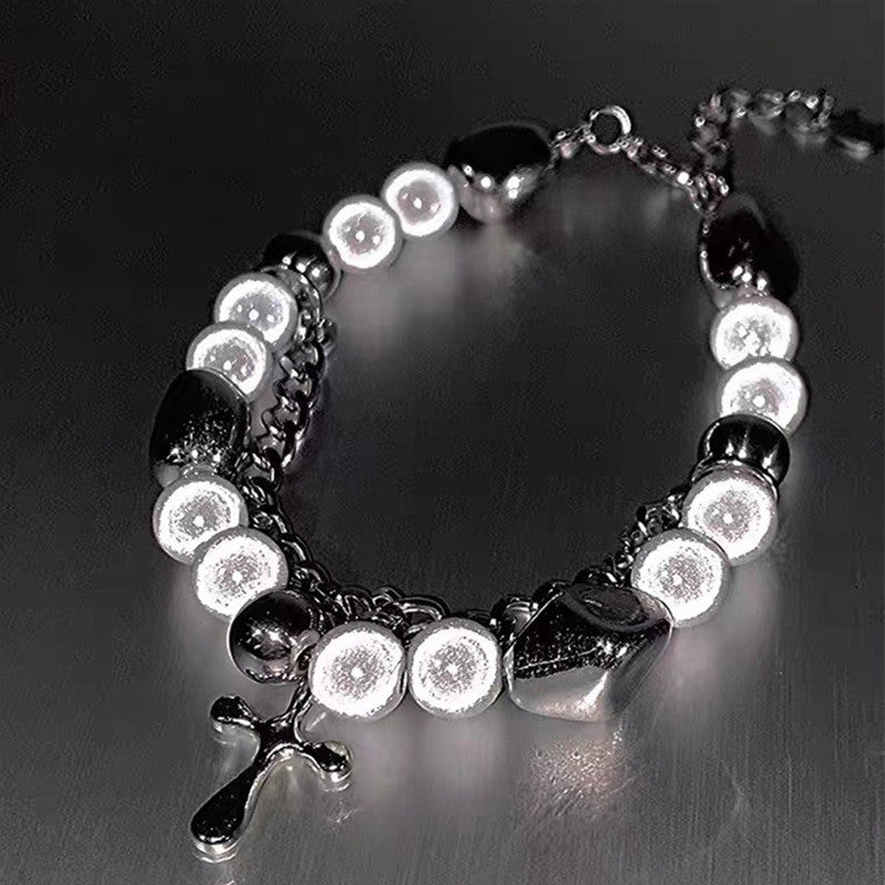 Beaded Cross Charm Bracelet