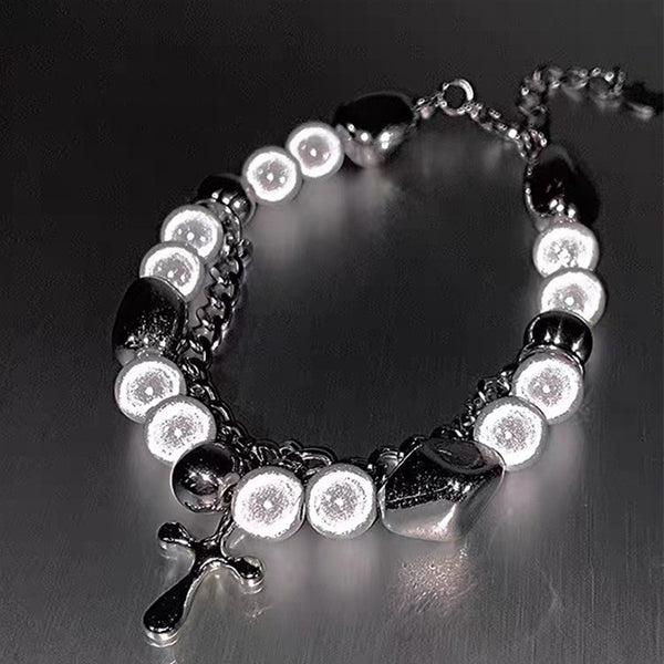 Beaded Cross Charm Bracelet