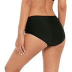 Women's Black Ruffled Beach Shorts with Built-in Liner