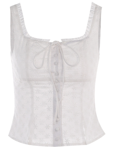 Women's Summer Square Collar Buckle Tank Tops