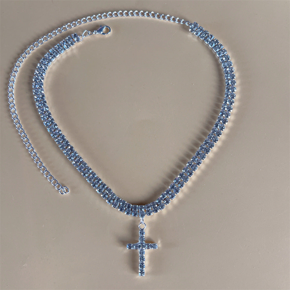 Rhinestone Cross Pendant Necklace Design