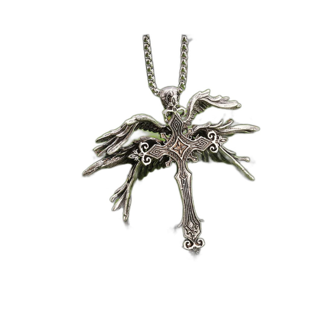 Winged Cross Pendant Necklace