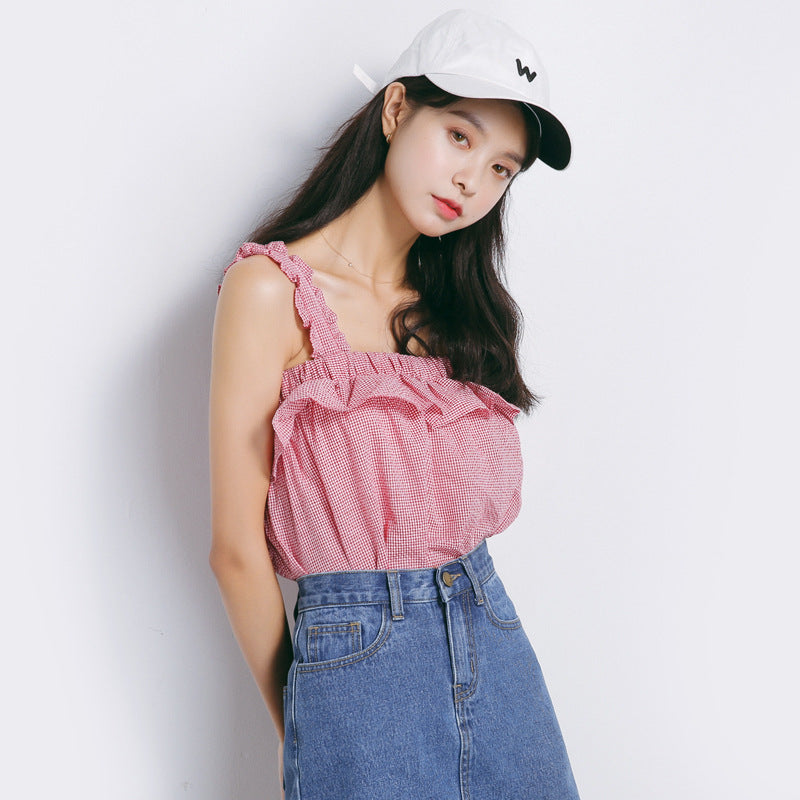Lace Trim Camisole Top - Slim Fit Sleeveless Tank