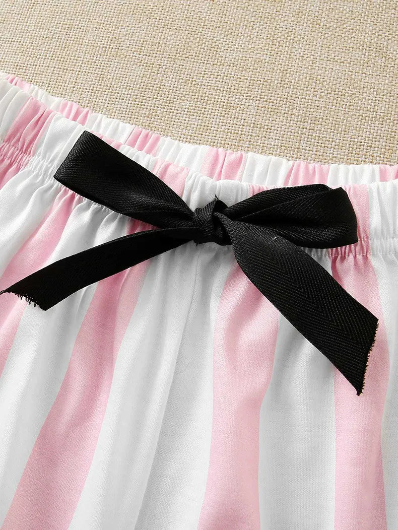 Pink And White Striped Short Sleepwear