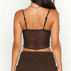 Women's Summer Mesh See-Through Deep V Camisole