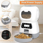 Automatic Pet Feeder with Timer, Programmable Dry Food Dispenser with LCD & Stainless Steel Bowl for Cats and Dogs