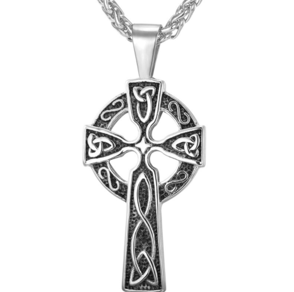Titanium Steel Celtic Cross Pendant Necklace