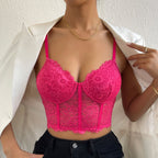 Sheer Floral Lace Bustier Bralette Top