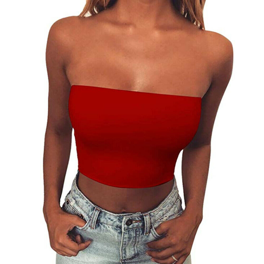 Solid Color Off-Shoulder Crop Top