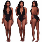 Plunge Halter Strappy-Side One-Piece Swimsuit