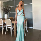 Backless Cutout Satin Maxi Dress