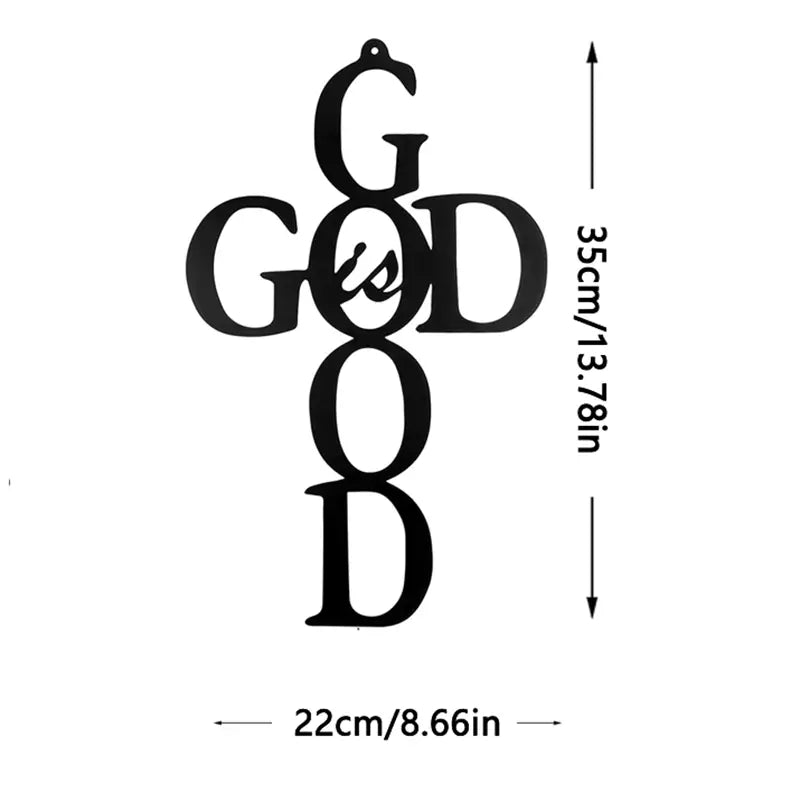 Cross God Is Good Metal Wall Art - Christian Decor