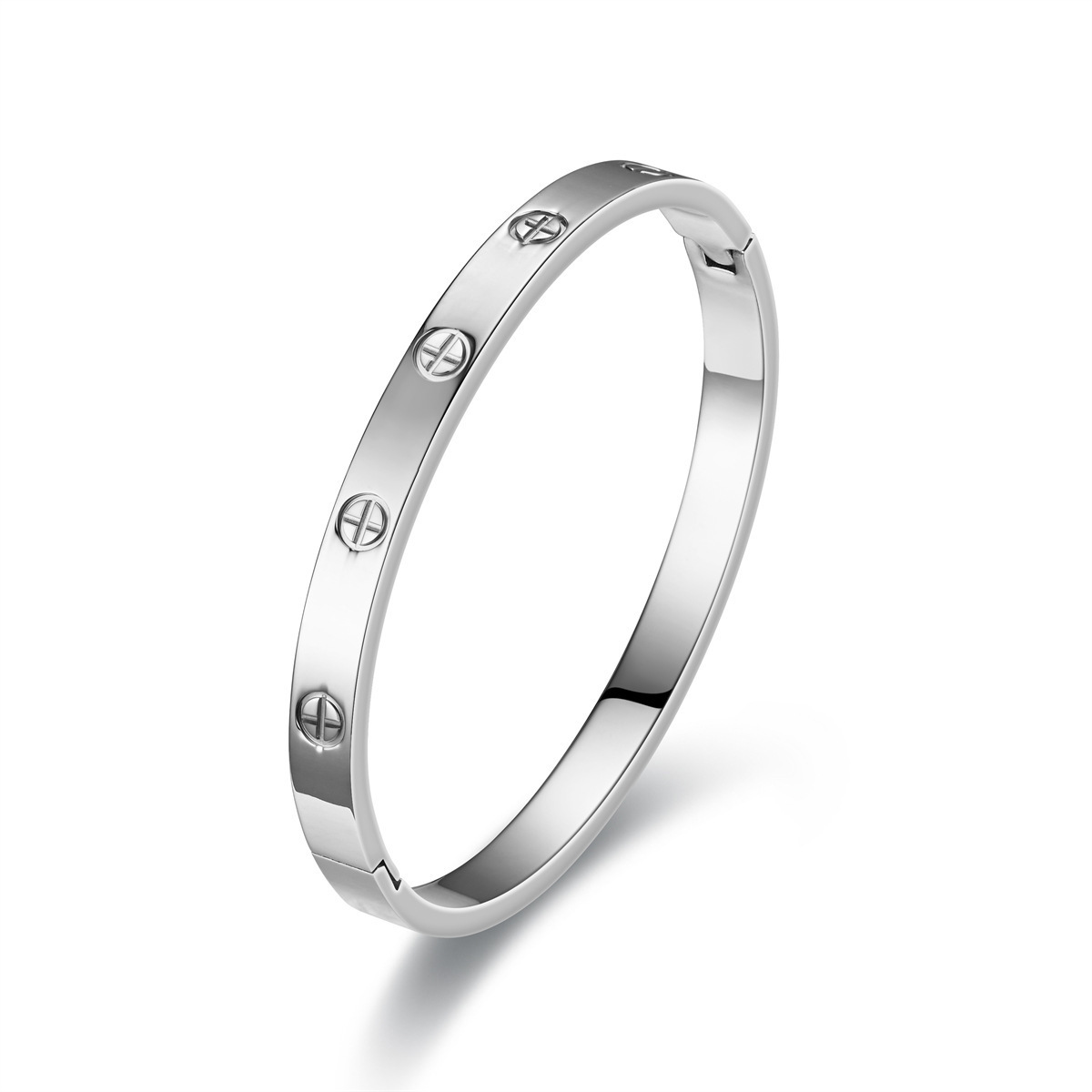 Stainless Steel Screw-Motif Cross Bangle
