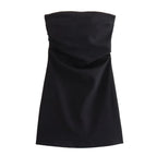 Off-Shoulder Collar Solid Color Tube Top Dress