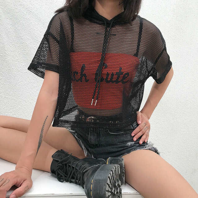 Sheer Mesh Oversized Short Sleeve Cover-Up Top