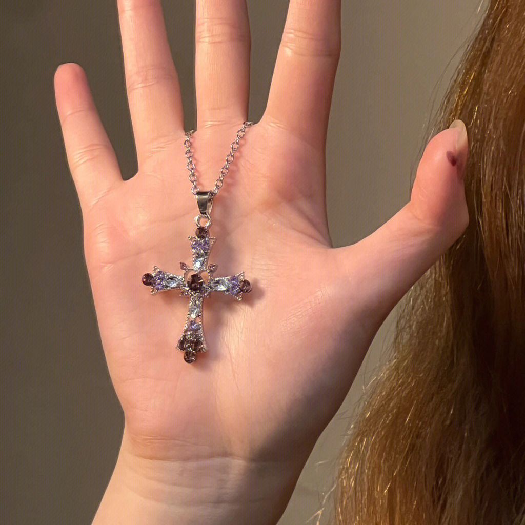 Colorful Crystal Cross Necklace