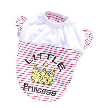 Little Princess Striped Dog Tank Top with Ruffle Sleeves, Crown Print Breathable Summer Vest for Small Dogs and Puppies