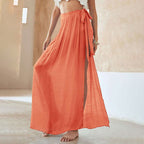 Tie-Waist Wrap Beach Cover-Up Skirt