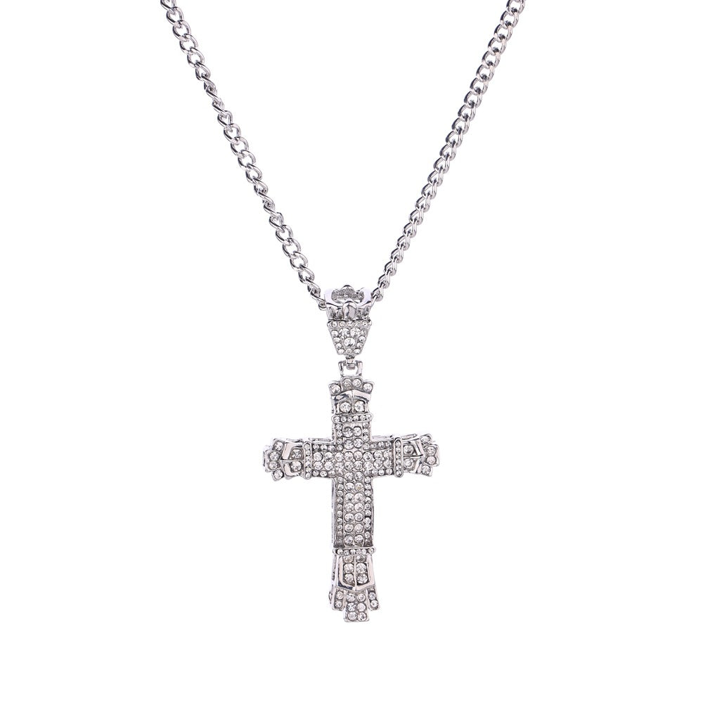 Hip Hop Iced Cross Pendant Necklace for Men