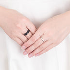 Black Enamel Cat Ear Adjustable Ring