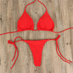 Women's White Halter Neck String Bikini Set