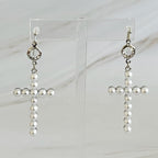 Pearl Cross Dangle Earrings | Christian Jewelry
