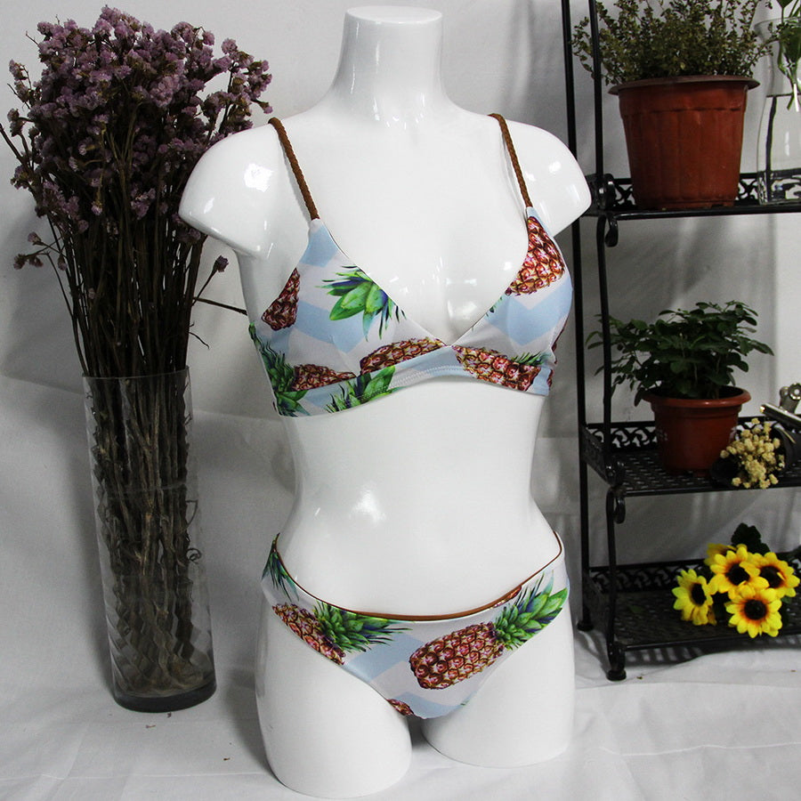 50pcs Women's Bandage Bikinis with Pineapple Print Set